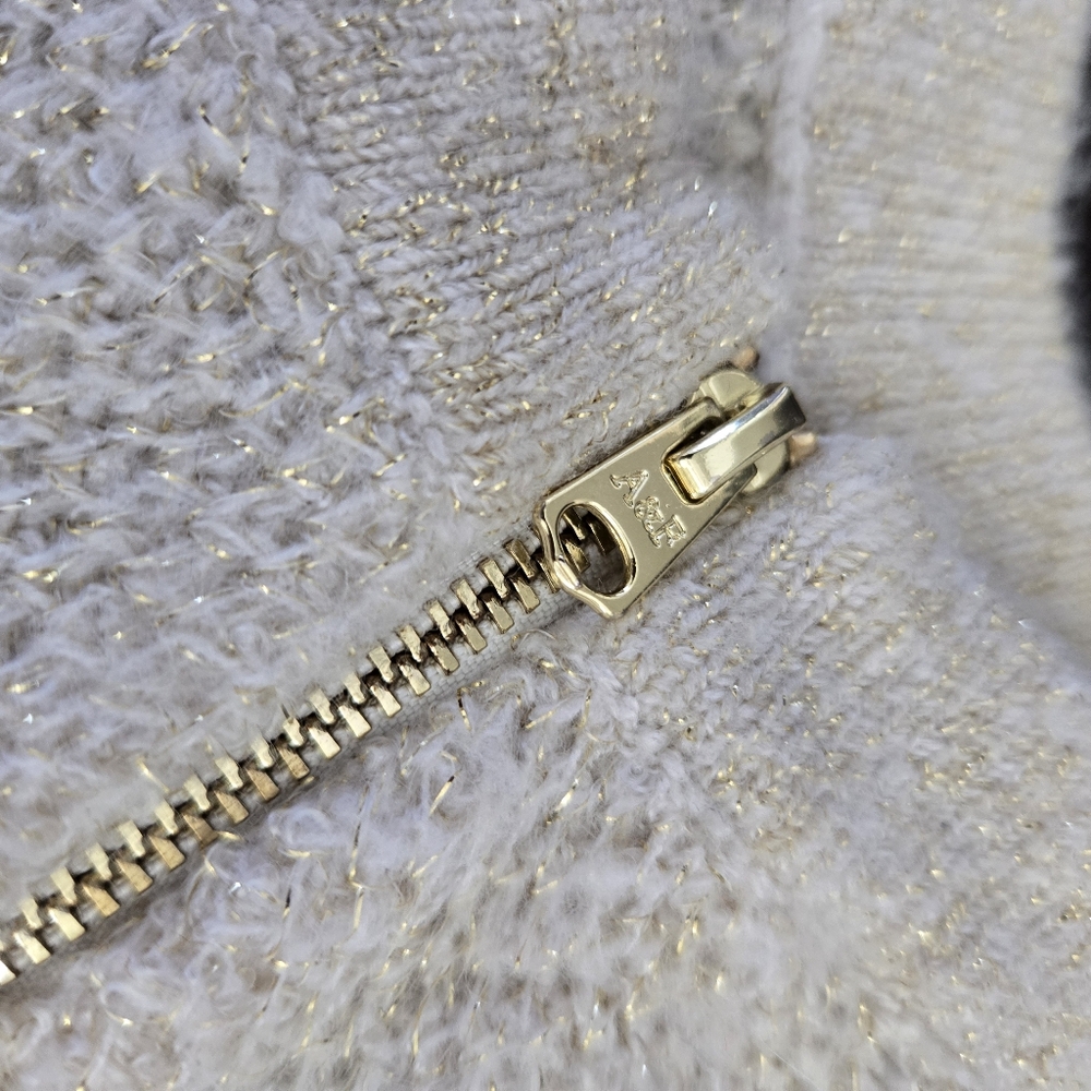 2 for $20 Abercrombie gold metallic sweater with side zipper accent - Picture 2 of 7
